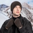 thumbnail image 1 of Conjunto de gorro y guantes de punto para hombre, de color liso, suaves, gruesos y resistentes al desgaste, cálidos, para invierno, 1 of 8