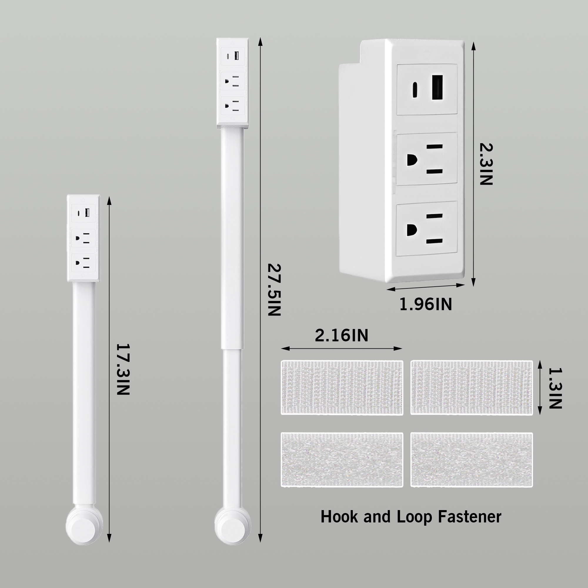 Extended and Rotating Outlet Features USB-A, USB-C, and 2 Ac Outlets, Extendable Wall Outlet Extends 22-34, 180° Swivel, Rotating Outlet for Behind Couches