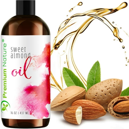Sweet Almond Oil Best Carrier Oil - 100% Natural Pure for Skin & Hair - Cleansing Properties Evens Skin Tone Treats Irritated Skin Nourishes Moisturizes & Prevents Aging Premium (Best Way To Treat Oily Face)
