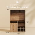 thumbnail image 2 of BELLEZE Jagger Bar Cabinet with Wine Rack & 8 Stemware Glass Holders, 72" Tall Liquor Coffee Bar Storage Cabinet with Adjustable Shelves, Fluted Doors & Golden Metal Handles, Camel, 2 of 7