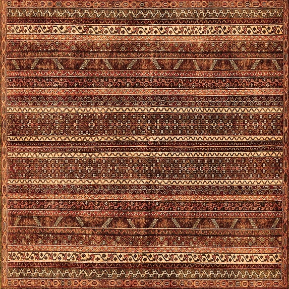 Ahgly Company Indoor Square Abstract Orange Modern Area Rugs, 6' Square