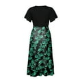 thumbnail image 4 of 2026 ! JINMGG Summer Dresses 2026, Dresses for Women 2026 Summer Dresses for Women Short Sleeve V Neck Boho Floral Print Tie Waist High Low Ruffle Cocktail Maxi Dress Green S, 4 of 7
