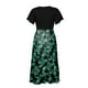 thumbnail image 4 of ICHUANYI Clearance Summer Dresses For Women Short Sleeve V Neck Boho Floral Print Tie Waist High Low Ruffle Cocktail Maxi Dress(Green, XXL) ICHUANYI WER2023081112468, 4 of 7