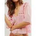 thumbnail image 6 of Women Ruffles Lace Shirts Buttons Short Sleeve Blouses Summer Fashion Loose Casual Tops Streetwear, 6 of 8
