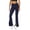 Navy blue, variant on Langwyqu Solid Color Middle Waist Women Low Cut Casual Pants Split V Shape Flare Leg Long Trousers
