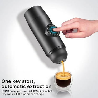 Coffee Maker,2-in-1 Coffee Bin Coffee Serve Coffee Serve Coffee Maker With 2-in-1 Coffee Pressure Auto Brew Coffee Bin 15bar Brew Built-in 2000mah Built-in 2000mah Battery Black