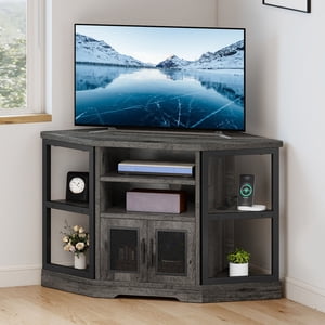 Uforic Corner 55" TV Stand with Power Outlet, Gray
