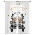 thumbnail image 7 of Sheer Curtains 63 inches Long, Plaid Truck Carry Football Light Filtering Sheer Window Curtains Rod Pocket Voile Drapes for Bedroom Living Room, 52"W x 63"L 2 Panels, 7 of 7