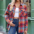 thumbnail image 5 of Dweltoz Womens Plaid Shirts Button Down Blouses Roll Up Long Sleeve Plaid Shackets Casual Loose Fit Fall Shirts Business Trendy Tops With Pockets,Multicolor 2XL, 5 of 7