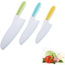 NOGIS Kids Knife Set for Cooking and Cutting Fruits, Veggies, Sandwiches & Cake - Perfect Starter Knife Set for Little Hands in the Kitchen - 3-Piece Nylon Knife for Kids - Fun & Safe Lettuce Knife