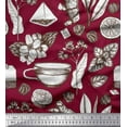 thumbnail image 1 of Soimoi Rayon Fabric Tea Cup,Lemon Slice & Ginger Vegetable Printed Craft Fabric by the Yard 56 Inch Wide, 1 of 1