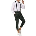 thumbnail image 5 of INSPIRE CHIC Plaid Cropped Pants for Men's Tapered Leg Formal Checked Trousers with Suspender, 5 of 5