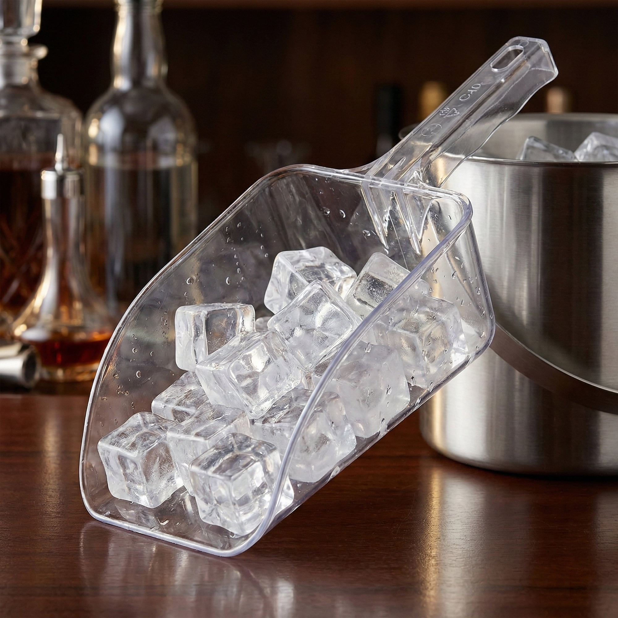 Unique Bargains Easy Clean Plastic Kitchen Use Ice Scoop Clear-3PCS 14.2*6.1inch