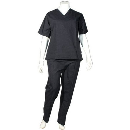 

Crest Unisex Scrub Uniform Set - Pack of 3 Sets - Black (Medium-Regular)