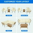 thumbnail image 5 of DEXTRUS Patio Wicker Sofa Set, 5-Seat Outdoor L-Shaped Sectional with Beige Cushions & Coffee Table, 5 of 11