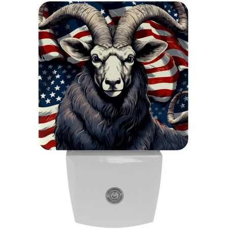 

2 Pack Auto Dusk-to-Dawn Sensor Night Lights American Flag and Animals Plug-in Home Office Decorative Lamp for Adult 0.5W LED Nightlights for Bedroom Bathroom Hallway Stairs