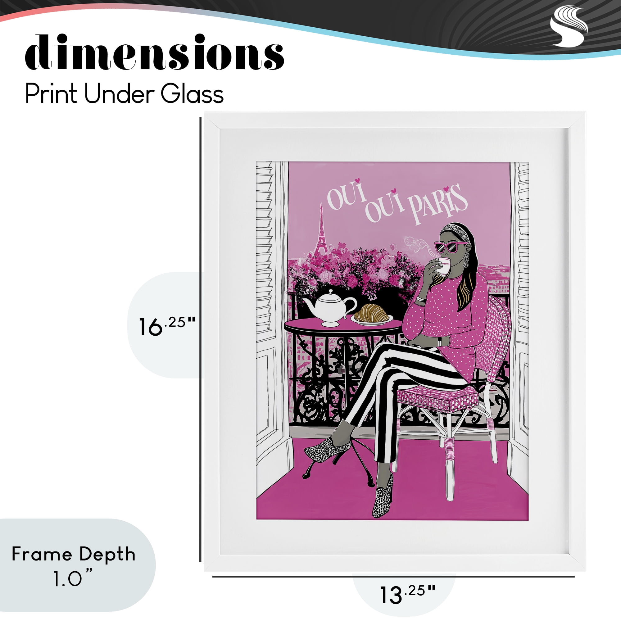 Stupell Industries Oui Oui Parisian Cafe Morning White Framed Print Under Glass, design by Jess Stempel