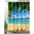 thumbnail image 2 of Tropical Shower Curtain, Beach Ocean Coconut Bathroom Decor Curtains Set with Hooks, Green Bule Light Yellow Waterproof Fabric Home Accessories， 72 X 72 Inch Long, 2 of 6
