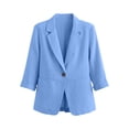 thumbnail image 6 of Hurxie Summer Women’s Linen Blazer Jacket - Lightweight Breathable 3/4 Stretchy Ruched Sleeve Casual Work with Pocket Blue,2XL, 6 of 7