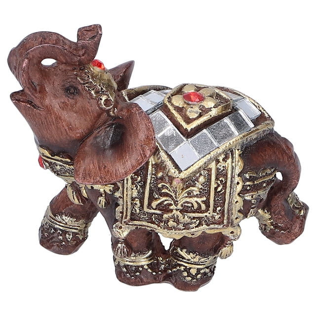 Figura de elefante, escultura de elefante no tóxica, resina ecológica roja para sala de estar, hotel,(Red square trumpet 7 * 3.5 * 7cm) Decoración Hogareña Fugacal NO