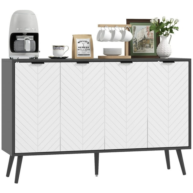 HOMCOM Buffet de 47 Pouces, Armoire Buffet avec Tablettes Ajustables, Noir