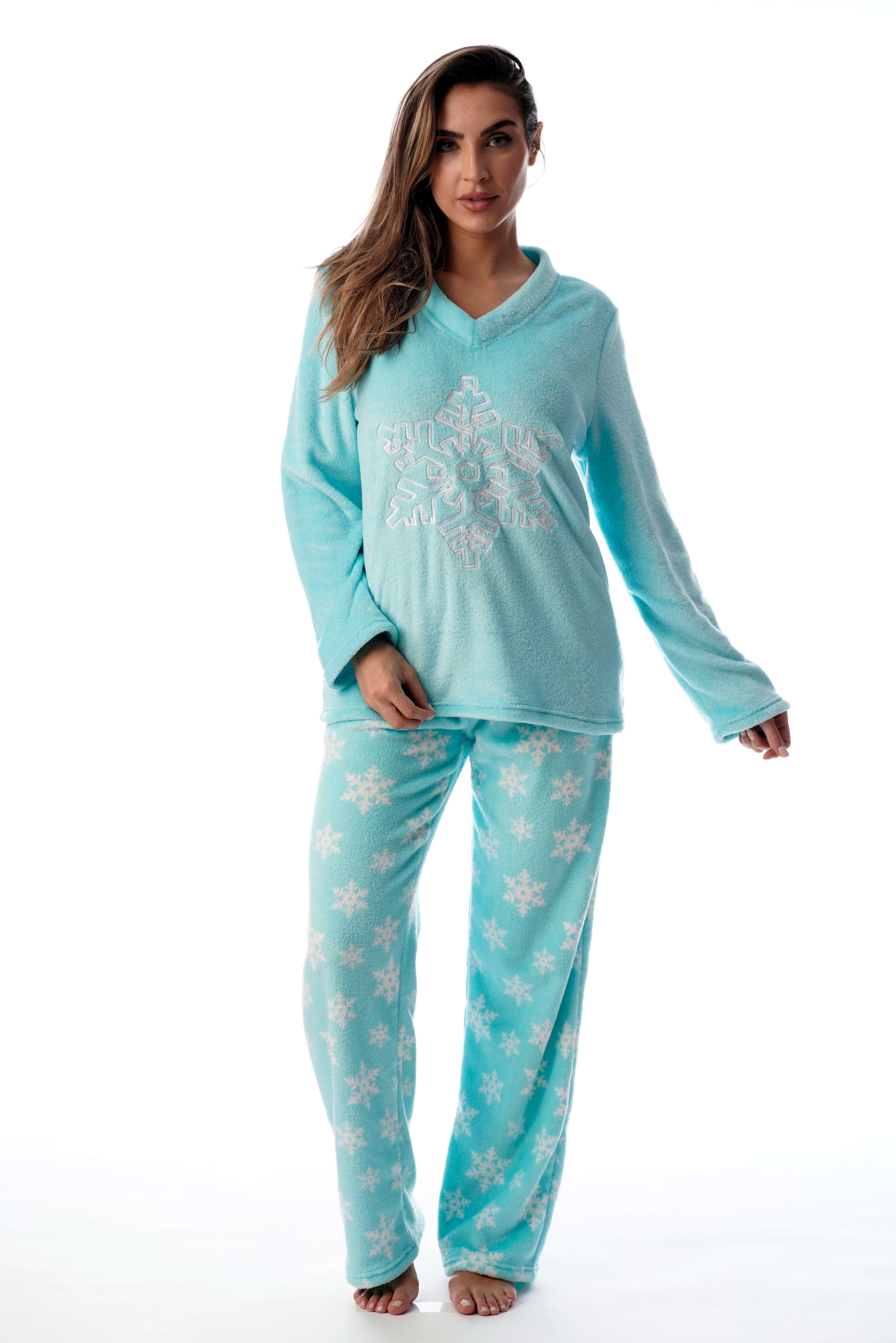 Just Love Plush Pajama Sets for Women 6742104432X (Blue Snowflakes