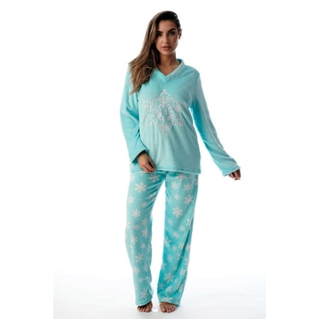 

Just Love Plush Pajama Sets for Women (Blue - Snowflakes Small)