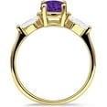 thumbnail image 5 of Three Stone Ring Kite Shape Amethyst Cubic Zirconia Yellow Tone 925 Sterling Silver, Size 7, 5 of 7