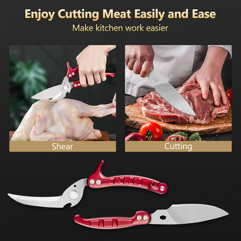 All Purpose Kitchen Shears Come Apart Meat Cleaver Scraper Knife