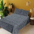 thumbnail image 2 of Ambesonne Oriental Floral Fitted & Flat Sheet with Shams 4 Pcs Set, Damask Bloom Ethno, Full, Charcoal Grey and Ceil Blue, 2 of 5