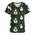 thumbnail image 4 of Xfvqtps Christmas Scrub Tops for Women Soft V-Neck Scrubs Comfortable Nursing Uniforms Christmas Printed Short Sleeve Top Protective Clothing Working Uniforms with Pockets White, 4 of 5