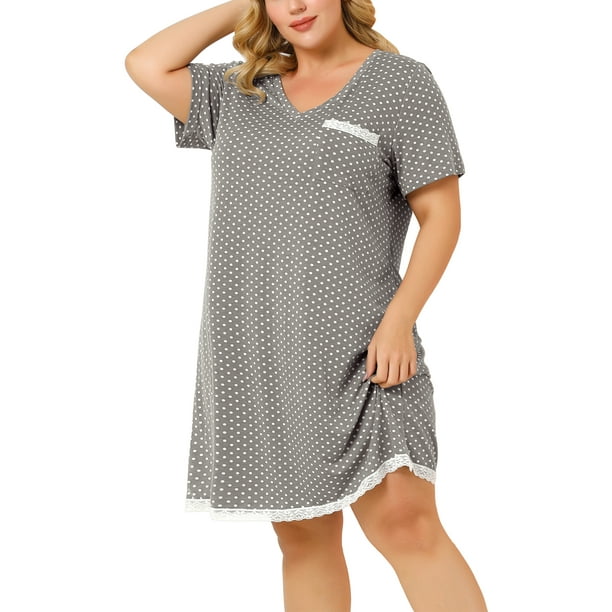 RoDe Dormir Camisón De Lunares ManCorDe Noche TalGrande PaMujer Gris XL