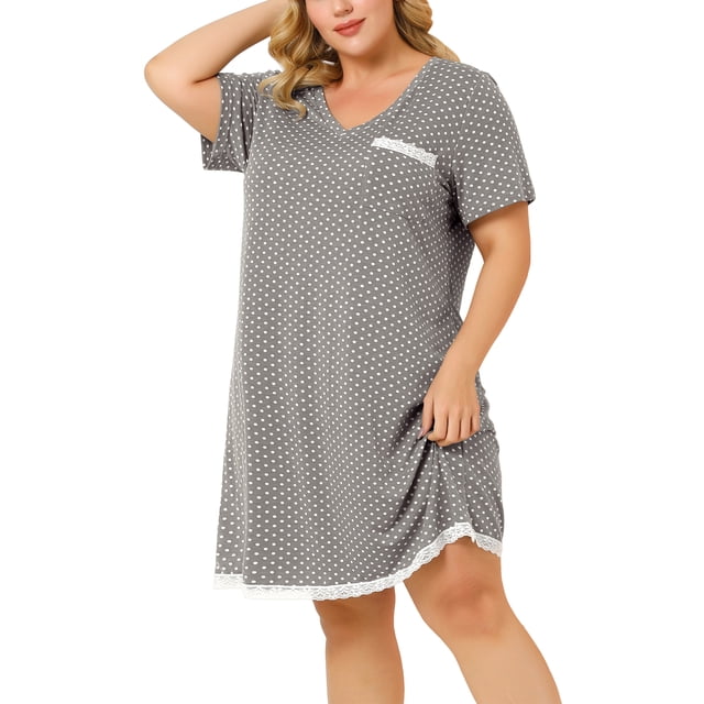 RoDe Dormir Camisón De Lunares ManCorDe Noche TalGrande PaMujer Gris XL