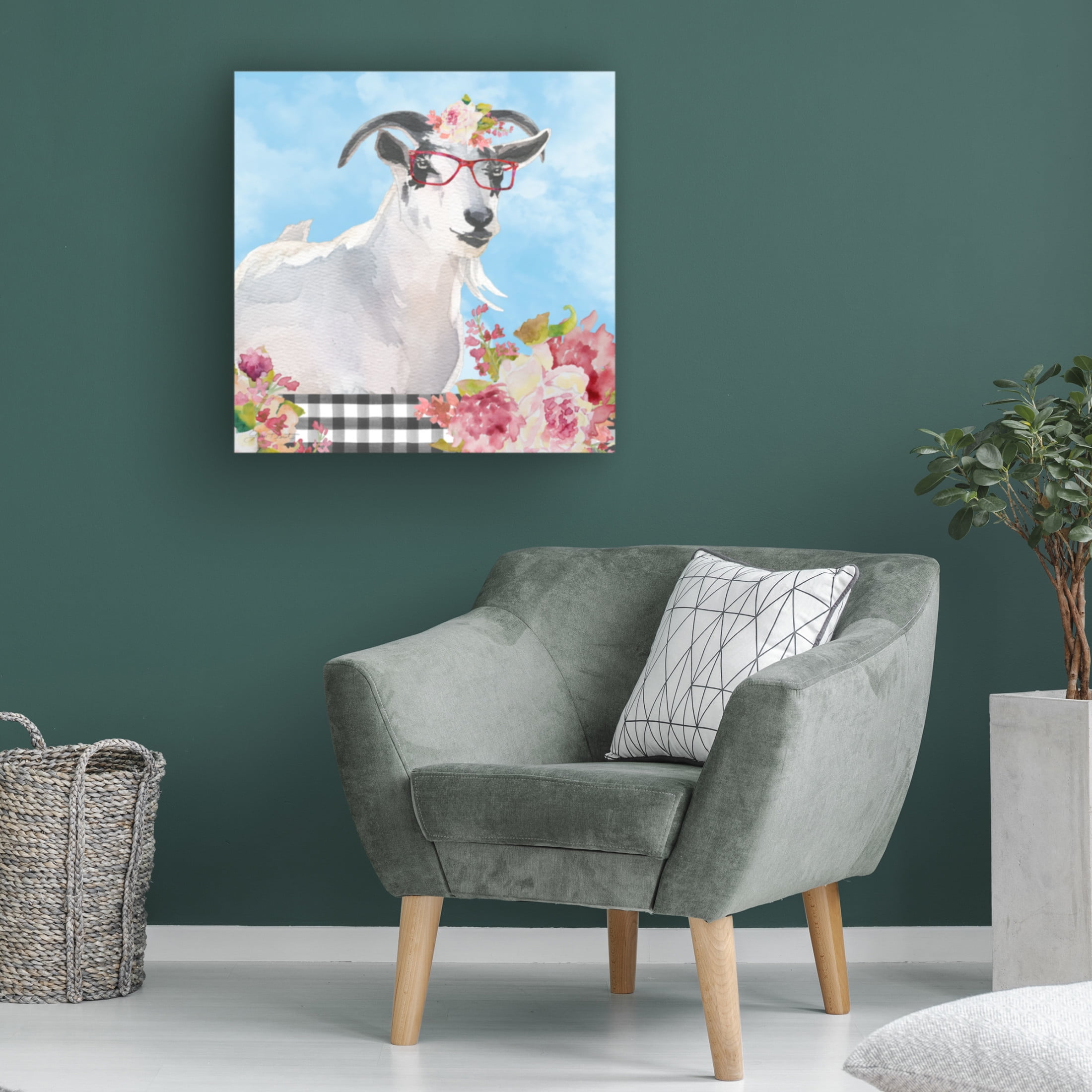 Canvas Wall Art - Jean Plout 'Farm Animal Beauties C' Wall Art for Living Room, Bedroom, or Office Décor by Trademark Fine Art - 14 x 14 Inches