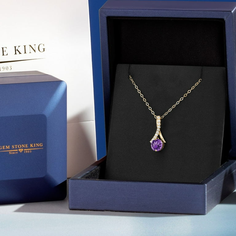 Gem Stone King 1.15 Ct Round Purple Amethyst 18K Yellow Gold
