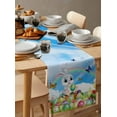 thumbnail image 4 of Rabbit Easter Egg Cartoon Butterfly Grassland Sky Table Runners Dining Room Home Decor Tablecloth Table Cover, 4 of 5