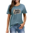 thumbnail image 1 of Mujeres Manga Corta de Verano Tops Pascua Impresa Cuello Redondo, Blusa de Moda Casual para la Primavera, 1 of 5