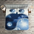 thumbnail image 2 of Space Coverlet Set King Size, Yin Yang World with Moon and Sun Harmony of the Universe Art Print, Quilted 3 Piece Decor Bedspread Set with 2 Pillow Shams, Navy Blue Sky Blue White, by Ambesonne, 2 of 2