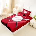 thumbnail image 4 of Erosebridal Cartoon Baseball Twin Sheet Sets, Sports Gaming Bedding, Red Black, 3 Pieces, 4 of 5