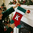 thumbnail image 5 of BNNG 18 Inch Monogram Christmas Stockings with Letters - Red Velvet Stocking with Plush Lining, Large Xmas Hanging Decor for Fireplace Mantle Holiday Decorating, 5 of 5