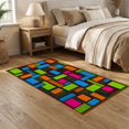 thumbnail image 2 of ODIKA 5'x7' Ultra-Soft Area Rug, Memphis 80S Abstract Grid Block Retro Interlocking Squiggle Funky Flowing None Washable, Bare feet friendly, Silk-Touch for Bedroom Home office, 2 of 7