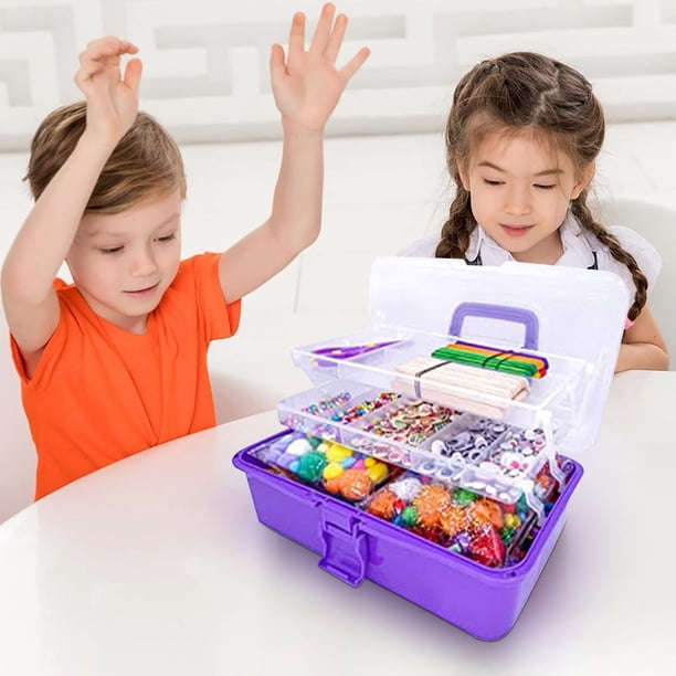 Kit de manualidades DIY - Estuche portátil con accesorios, compartimentos categorizados, material de arte creativo para niñas - Más de 140 piezas