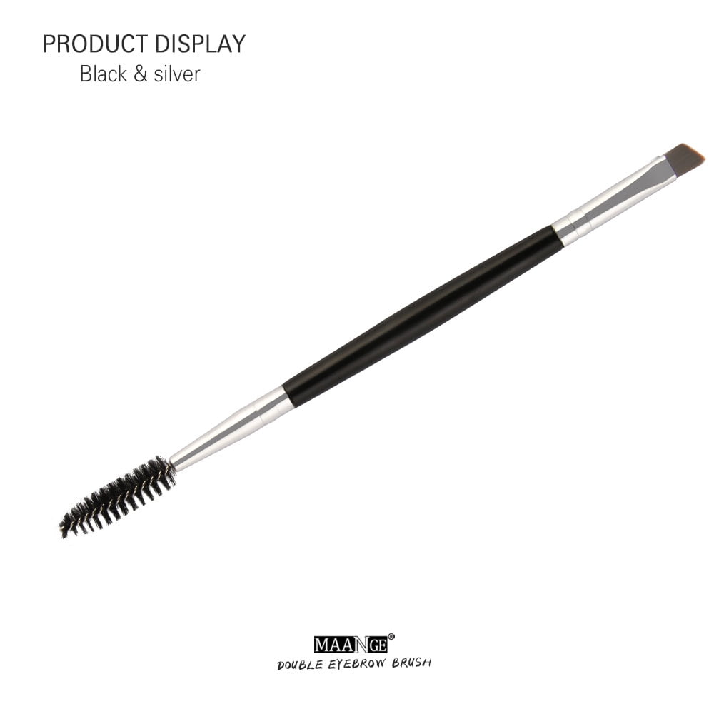 Duo Brow Makeup Brush Wood Handle Double Sided Eyebrow Flat Angled