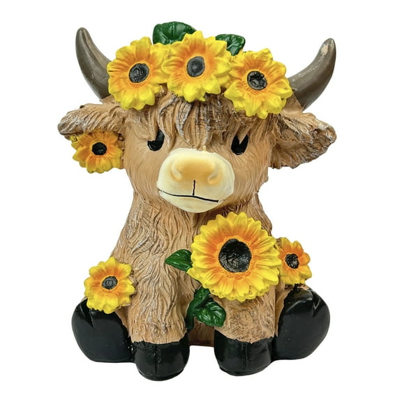 nvzhuang Sunflower Highland Cow Plant Pots Cute Animal Succulent Planter Flower Pots for Home Garden Office Desktop Decoration