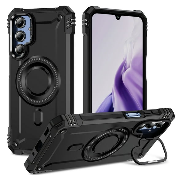 for Samsung Galaxy A26 5G Armor Case with Kickstand, Luxury Military-Grade Drop Protection Heavy Duty Magnetic Phone Case, Compatible with MagSafe Accessories, for Samsung Galaxy A26 5G - Black