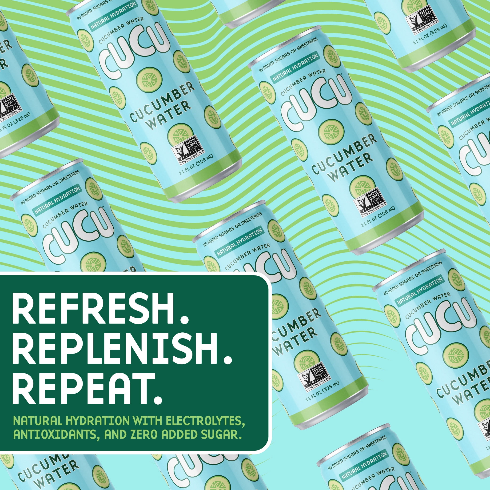 CUCU Cucumber Water – Natural Hydration from Cucumbers with Vitamin C, Electrolytes & Antioxidants – No Sugar Added, Non-GMO – 12 Pack, 11 fl oz Cans