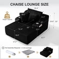thumbnail image 5 of Leumius Oversized Chaise Lounge Chair Indoor,67'' Faux Fur Upholstered Boneless Sofa Bed,Deep Seat Sleeper Cloud Sofa with Cup Holders & 3 Pillows for Living Room, No Assembly Required,Black, 5 of 12