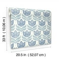 thumbnail image 5 of Chesapeake Cathal Blue Tulip Block Print Wallpaper, 20.5-in by 33-ft, 5 of 5