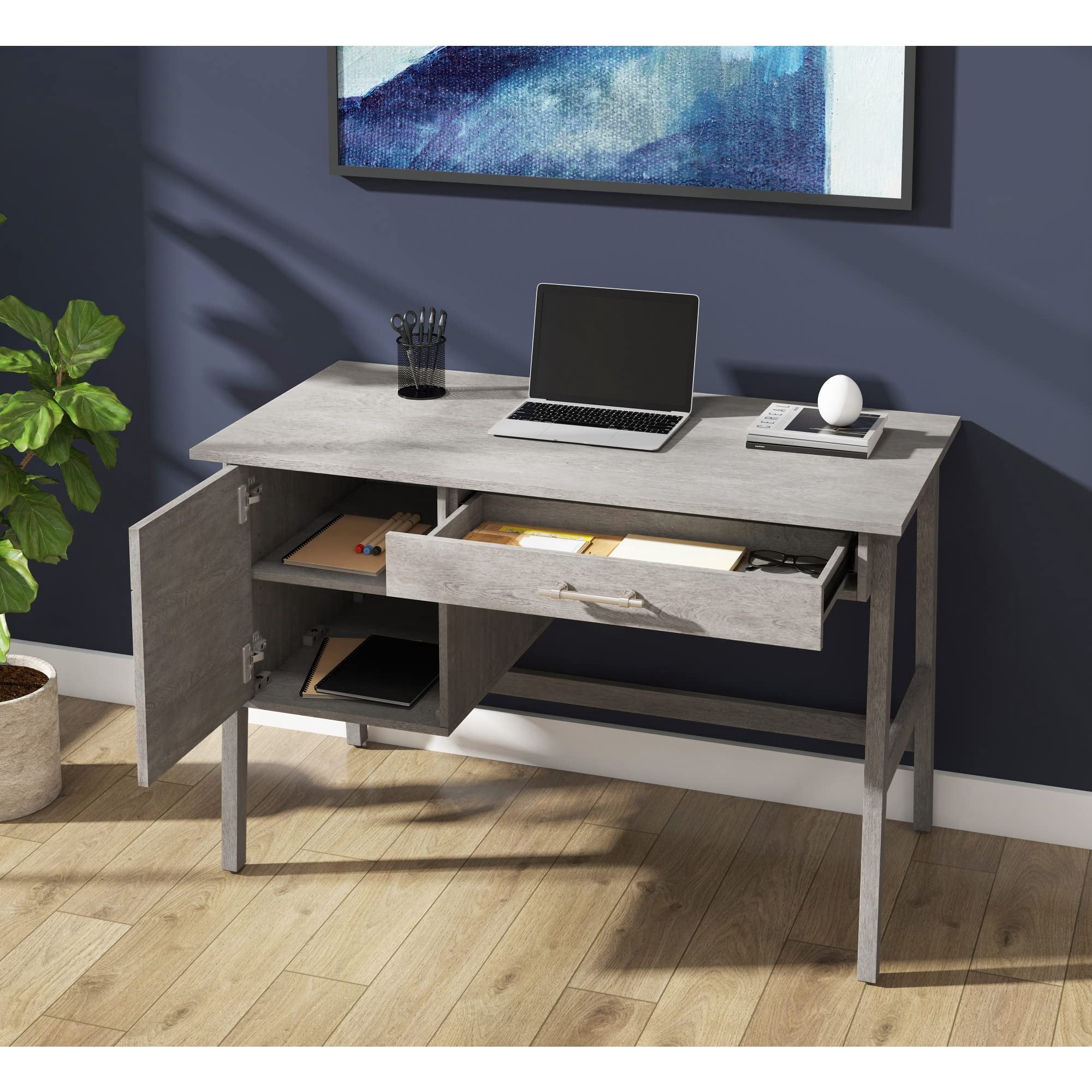 Whalen® Marilla 48"W Wood Pedestal Computer Desk, Driftwood Gray