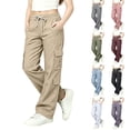 thumbnail image 2 of LRen Girls Sweatpants Kids Cargo Pants Preppy Wide Leg Baggy Sweat Pants Teen Joggers Casual Preppy Back To School Trousers with Pockets 5-14 Years, 2 of 8